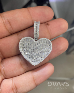 Pendentif Cœur Pavé de Diamants en Argent 925 avec Moissanite, Breloques Givrées de Luxe Plaqué Rhodium/Or, Bijoux de Rappeur Tendance - Product Image 6
