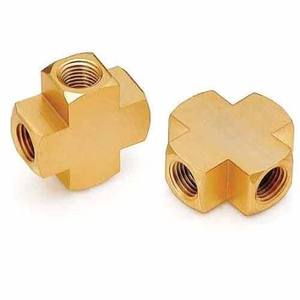 Conector en Cruz de Latón Forjado OEM de 4 Vías con Rosca Hembra NPT de 1/4'' Igual, Conector Hexagonal Bajo para Tuberías AOL-027 - Product Image 1