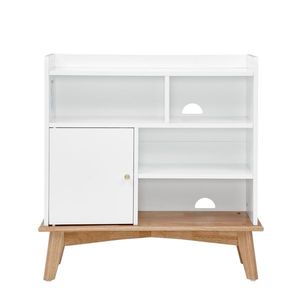 Armadio di stoccaggio in legno massello con Design colorlocking piedi Base per il pavimento per la camera da letto soggiorno a casa ufficio librerie di ricezione per - Product Image 6