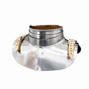 Armadura de Cuello Medieval Hecha a Mano de Acero Pulido para Caballero, con Correas de Cuero Ajustables, Protector Funcional para Halloween - Product Image 3