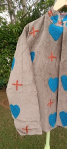Veste bomber en velours tricoté artisanal de qualité supérieure pour femmes |   Vêtements d'extérieur bohèmes à motif cœur pour l'automne/hiver - Product Image 2