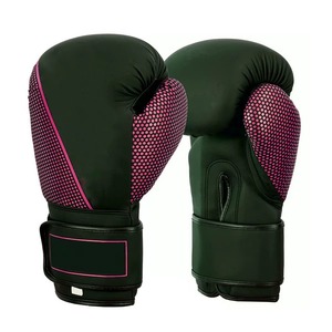 Guantes de Boxeo de Malla Negra y Rosa, Cierre de Velcro, Transpirables, Equipo de Entrenamiento para Adultos Unisex - Product Image 1