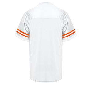 Men's White V-Neck Short Sleeve Football Jersey Breathable Mesh Fabric Striped Sleeves Regular Fit All Seasons Apparel - Product Image 3