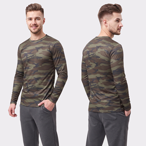 <b>Camo</b> Printed Men Long Sleeve Yoga T-Shirt High Quality Polyester Tee <b>Top</b> Men Slim Fit Gym Fitness Tee Printed Base Layer T Shirt - Product Image 4