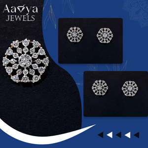 Pendientes de Diamantes Cultivados en Laboratorio, Corte Brillante Redondo, 56 Unidades, Oro Sólido de 9K, Certificados por HRD, para Mujer, Bodas y Fiestas - Product Image 2