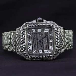 Hot Sale Stainless Steel Quartz Fashion Fully <b>Black</b> Iced Out Diamond <b>Watch</b> Daily Wear Trendy Styling Events Hip Hop Available - Product Image 1