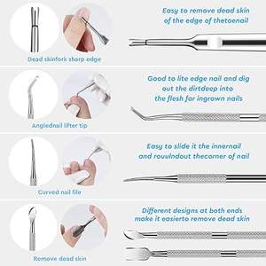 Kit d'outils de pédicure en acier inoxydable de haute qualité pour ongles incarnés - Limes et extracteurs chirurgicaux sûrs pour le traitement des ongles et le soulagement de la douleur - Product Image 3