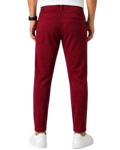 Men Wine <b>Red</b> Slim Fit Casual Jogger Pants Elastic Waist Drawstring Trousers Soft Fabric Comfortable Daily Wear Stylish Look - Product Image 2