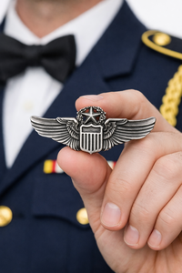 Insignia de Piloto de Comando Vintage, Tono Plateado, Pin de Solapa para Uniforme Formal, Coleccionable - Product Image 2