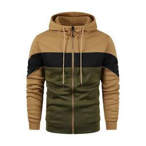 Sudadera con Capucha Deportiva para Hombre, Otoño-Primavera, Cierre de Cremallera, Mangas Largas, Puños Elásticos, Corte Holgado, Diseño Colorblock - Product Image 1