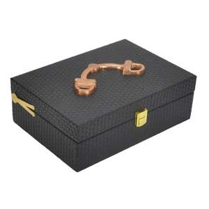 Caja de Almacenamiento Decorativa de Color Negro, Cajas y Contenedores de Cuero Hechos a Mano, Uso Multipropósito, Ecológicas, Caja de Regalo Personalizada, Precio de Fábrica - Product Image 1