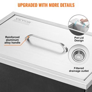 Contenitore per Ghiaccio Commerciale in Acciaio Inox da 40 Qt, 20"L X 14"W X 12"H, per Cucina Esterna, Bar e Vasche per Bevande - Product Image 5