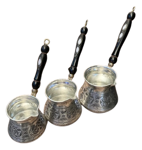 Magnifique cafetière turque, grecque et arabe en laiton, pour cuisinière, Cezve Ibrik Briki avec poignée en bois - Product Image 6