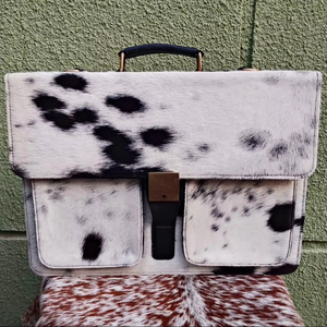 Bolso para Portátil de Cuero con Pelo, Maletín Hecho a Mano de Piel de Vacuno Genuina para Hombres y Mujeres, Bolso de Trabajo de Lujo para Oficina y Viajes LHLB-0020 - Product Image 1