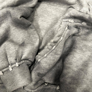 Custom <b>Grey</b> Vintage Acid Wash Raw Edge Distressed Cropped <b>Plain</b> Dyed Heavyweight French Terry Streetwear <b>Men's</b> Casual <b>Hoodies</b> - Product Image 2