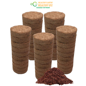 Eco2go Vietnam Discos de Fibra de Coco Natural, Pastillas de Turba Comprimidas Redondas para Germinación de Semillas - Product Image 1