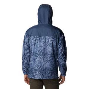 Wholesale Men's Navy Blue Printed Soft Shell Hooded <b>Jacket</b> With Zip Front Water Resistant Outdoor Wear - Product Image 4
