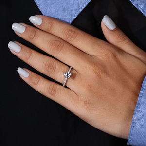 Anillo solitario de diamante cultivado en laboratorio, promesa simple y propuesta, compromiso y anillo de aniversario, certificado IGI para esposa o novia - Product Image 2