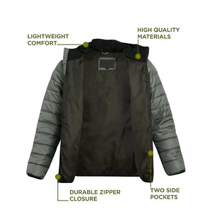 Daizen Star Unisex Hooded Puffer Jacket Zipper Closure Winter Casual Windproof Cotton Filled Solid Color Front Logo High Street - Product Image 5