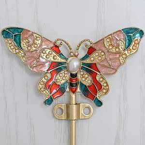 Crochets muraux décoratifs en métal, lot de 3, design toucan, paon, papillon et fleur, pour l'intérieur et l'extérieur - Product Image 2