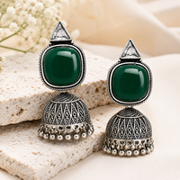 Boucles d'oreilles Jhumka Gothiques Bohèmes en Zircon avec Motif de Chauve-souris, Style Vintage, Bijoux de Fête ARTS JEWELS
