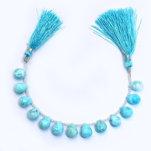 Pierres précieuses naturelles Larimar facettées en forme de goutte, calibrées 9x12mm, qualité AAA+, pour la création de bijoux. - Product Image 1