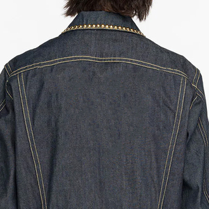 Factory Supply Wholesale Men's Custom Denim <b>Rhinestone</b> <b>Jacket</b> Winter Work Sportswear Casual 100% Cotton Breathable Front - Product Image 3