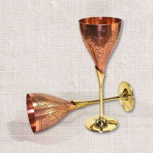 Verres à cocktail et à vin en métal de 9 oz, aspect cuivre royal, avec pied en laiton pour flûtes à champagne, vente en gros pour mariages - Product Image 2