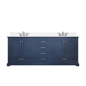 Blu navy 80 pollici. L X 22 Pollici Mobile Bagno Doppio con Top in Quarzo Bianco e Set Rubinetto per Vanità da Bagno - Product Image 1