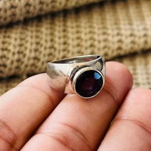 Vintage <b>Garnet</b> Brass <b>Ring</b> <b>Silver</b> Plated Classic Wholesale <b>Ring</b> For Women - Product Image 4