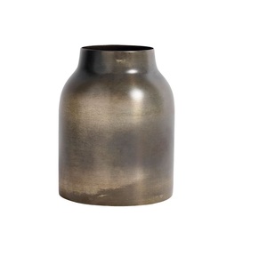 Vase en zinc gris métallisé brossé de style nordique, vases rustiques industriels de grande taille pour fleurs séchées, vases décoratifs pour le salon - Product Image 1