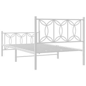 Cadre de lit rectangulaire moderne en acier blanc 39 x 79 pouces, lits en métal - Product Image 6
