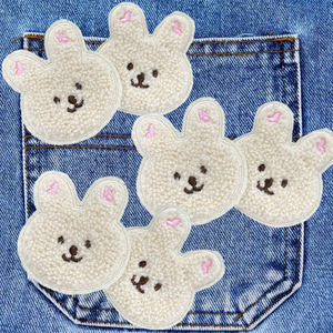 Nouvel ensemble de matériel de couture décoratif en PVC chenille brodé Lapin & Ours, thermocollant, 3D, à paillettes, phosphorescent, pour cadeaux et vêtements - Product Image 6