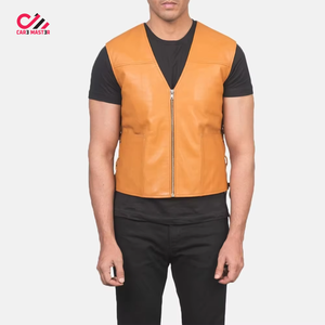Chaleco de Cuero Marrón para Hombre con Cuello en V, Transpirable, de Secado Rápido, Ropa Exterior Informal para Invierno, Servicio OEM Disponible - Product Image 1