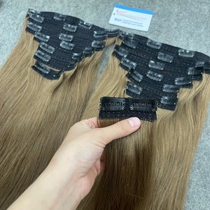 Extensiones de Cabello Humano Vietnamita Natural Liso Color Marrón con Clip, Extensiones de Cabello Virgen con Clip, Trama Fácil de Instalar - Product Image 1