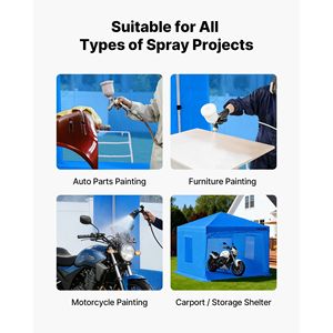 Portable Garage <b>Spray</b> Booth Tent 115.35 X 115.35 X 71.26 Inch Waterproof Foldable Frame Design 2 Mesh Side Windows for Auto - Product Image 6