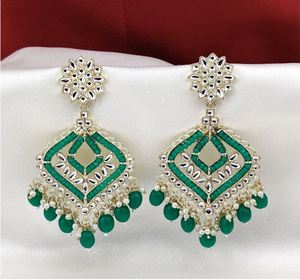 Pendientes de Moda para Mujer, Multicolores, Estilo Kashmirí, Chapados en Oro, Diseño de Flor, con Cristales de Imitación, para Bodas y Fiestas - Product Image 2