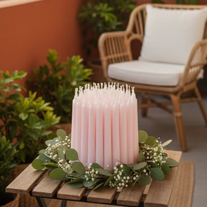 Bougies coniques en cire de paraffine trempées à la main, couleur rose blush, sans fumée, en gros, pour Noël, Pâques, anniversaires et mariages - Product Image 1