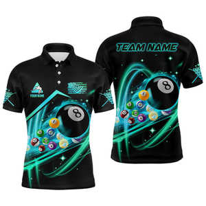 Polo pour homme 100% polyester uni, avec impression numérique par sublimation, pour joueur de billard, personnalisable OEM, pour équipe de billard amusante - Product Image 1