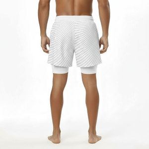 Shorts tricotés unisexes à pois blancs avec cordon de serrage à la taille et poches zippées, coupe décontractée et respirante - Product Image 3