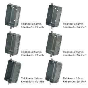 กล่องเต้าเสียบแก๊งเดี่ยวทำจากเหล็กชุบสังกะสีทรงสี่เหลี่ยมผืนผ้าพร้อมหูภายนอกป้องกันการกัดกร่อนและทนทาน - Product Image 3