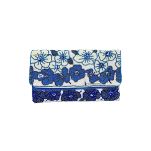 Pochette élégante faite à la main avec broderie de feuilles bleues et vertes, sac de soirée et de tous les jours personnalisé pour femmes - Product Image 2
