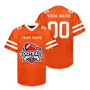 Men's Orange Mesh V-Neck Football Jersey Short Sleeve Custom Sublimated Print Breathable Sport Apparel All Seasons Regular Fit - Product Image 4