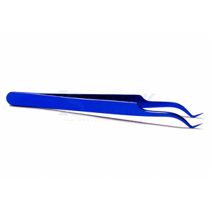 Pinzas Angulares Azules para Pestañas, Punta Suave, Acero Inoxidable, Herramienta de Precisión para Extensiones de Pestañas, Uso en Salones de Belleza - Product Image 4