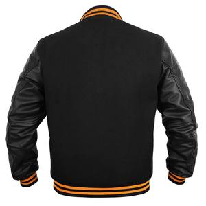 Vêtements en cuir unisexe, veste universitaire vert foncé, manches en polyester, coupe régulière, col montant, fermeture éclair, couleur unie - Product Image 4