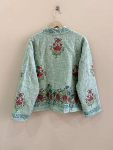 Veste courte en coton imprimée à la main, style vintage, pour femmes - Product Image 6