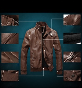 Fitness Accessories Empire Men's Winter Slim Fit Casual Embossed Waterproof Genuine Leather Motorcycle Biker Jacket Zipper - Product Image 5