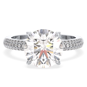 Bague de fiançailles solitaire REYES en or blanc 14 carats avec moissanite ronde de 4 carats et halo, bijoux pour femme, vente chaude - Product Image 1
