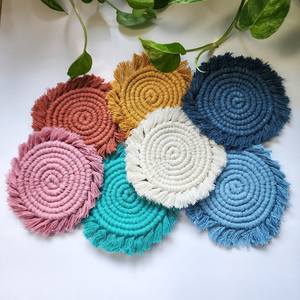 Posavasos de macramé más vendidos, posavasos tejidos a mano con borde de borlas para café, hogar, cocina, oficina, decoración de mesa - Product Image 6