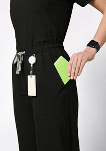 Combinaisons d'infirmières à manches courtes en polyester et élasthanne, étiquette privée du fabricant, pour hommes et femmes, uniformes médicaux d'hôpital - Product Image 6